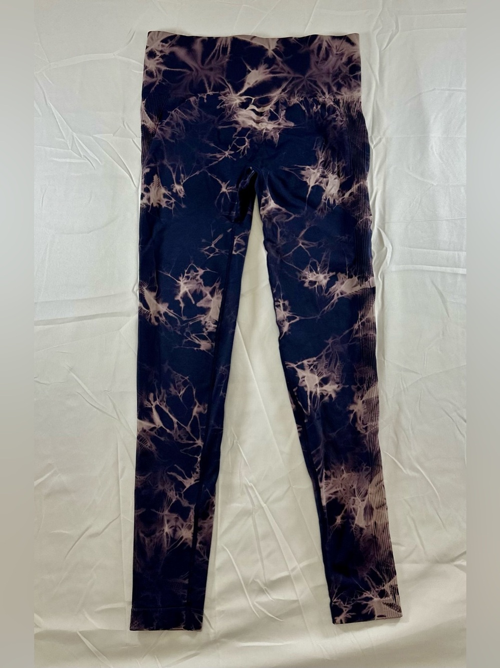 Women’s Tie-Dye High-Waist Leggings - Dark Purple and Light Pink